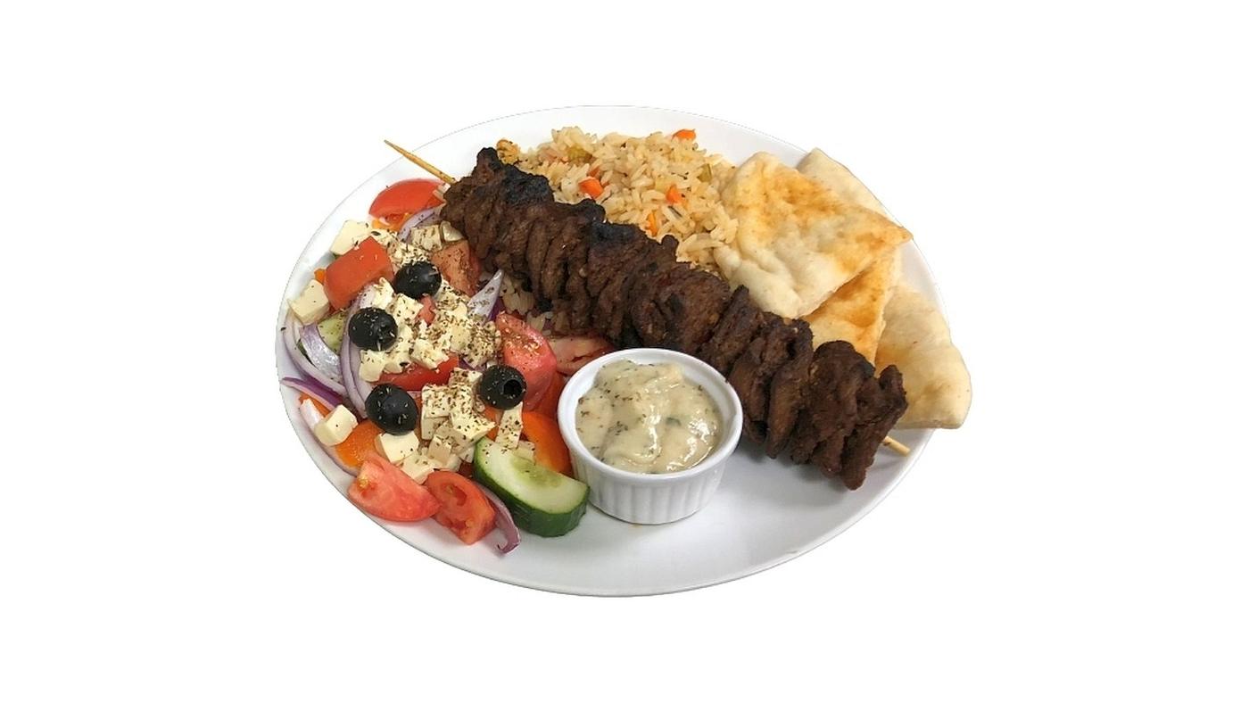 Vegan Beef Souvlaki Meal
