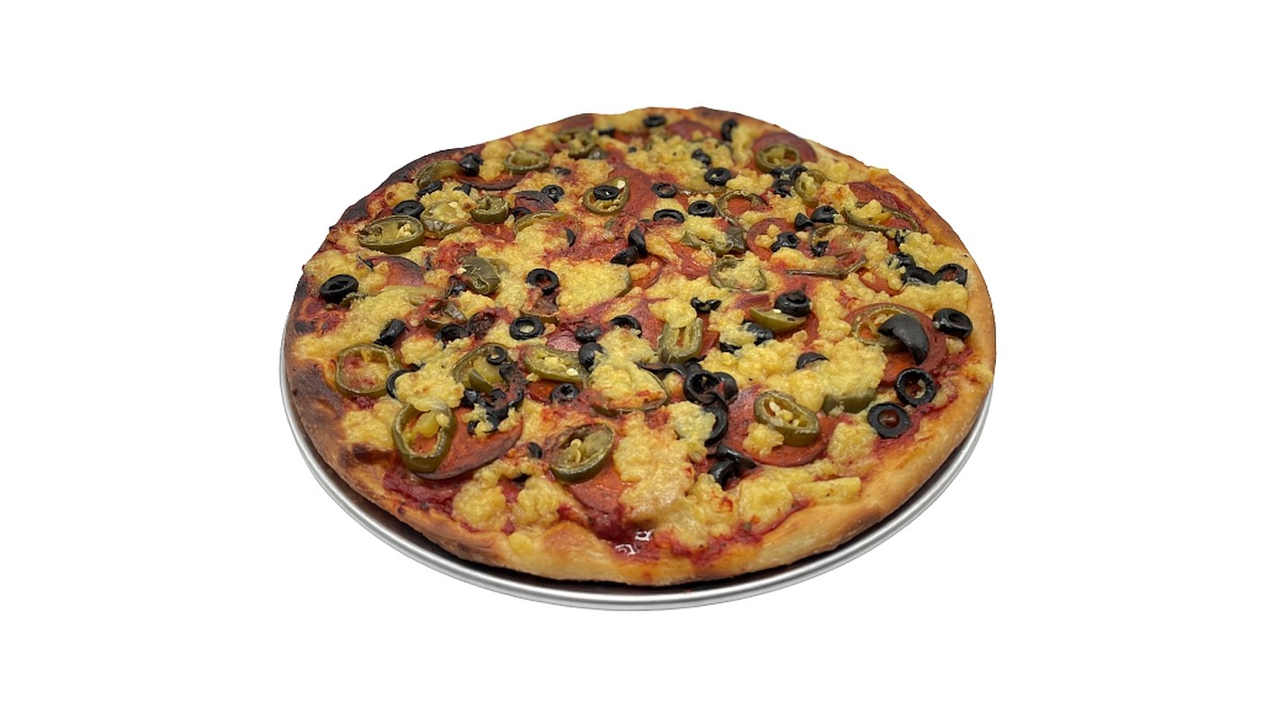 Vegan Pepperoni, Jalapeños & Olive Pizza